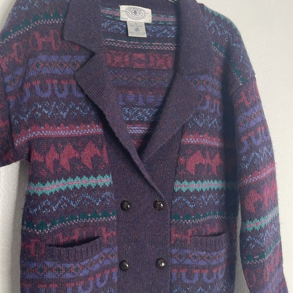 VTG Kristin Collection Sportific Double Breasted 100% Wool Equestrian Cardigan M - Picture 3 of 8